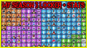Also available in our wallpaper makerto build your own wallpapers with! Showing My Locker Stats Season 3 All My Skins Pickaxes Gliders Emotes More Fortnite Youtube