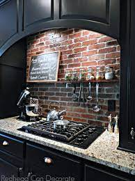 Diy Brick Backsplash Redhead Can Decorate Diy Kitchen Backsplash Brick Kitchen Diy Kitchen