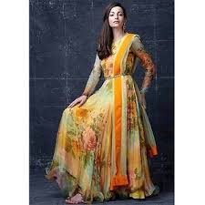 Check out our party wear anarkali selection for the very best in unique or custom, handmade pieces from our dresses shops. Buy Georgette Orange Floral Print Semi Stitched Long Anarkali Gown Online 1299 From Shopclues