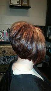 I Have The Best Hair Stylist Ever Angled Bob Stacked High In Back In Red With Brown And Blonde Highlights Best Hair Stylist Hairstyle Short Wavy Hair