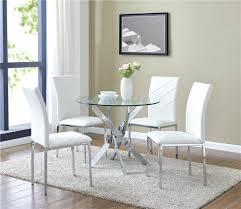 Shop wayfair for all the best glass kitchen & dining room table sets. Glass Dining Table Set And With 4 White Faux Leather Chairs Round Table Designer Ebay