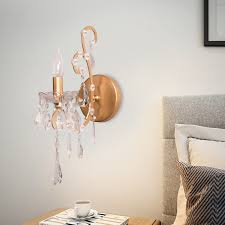 Extreme bedroom makeover | luxe on a budget room transformation. 1 Light Crystal Wall Mounted Lighting Minimalist Silver Gold Candle Bedroom Sconce Light Fixture Beautifulhalo Com