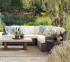 Pottery barn's expertly crafted collections offer a wide range of stylish furniture, accessories, decor and more. Huntington All Weather Wicker Outdoor Sectional Slope Arm Set Pottery Barn