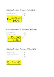 Nous vous proposons un petit outil qui vous permet de calculer, de convertir votre vitesse ou votre allure ou l'inverse. Calcul De La Vitesse De Coupe Vc M Min
