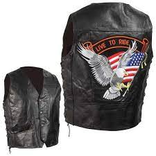 Diamond Plate Mens Live To Ride Eagle Flag Patch Leather Biker Vest Leather Biker Vest Leather Vest Biker Vest