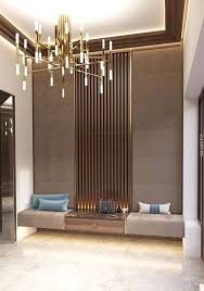 40 Deluxe Interior Design Ideas With Wood Slat Walls Page 39 Of 40 Afshin Decor Modern Entryway Decor Foyer Design Lobby Design