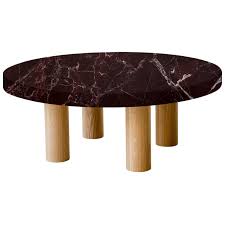 Marble coffee table oak legs. Round Rosso Levanto Coffee Table With Circular Oak Legs
