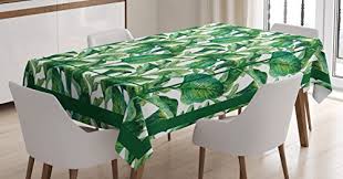 The geometric lines of the furniture and accessories help to reinforce the clean and crisp look. Ambesonne Green Decor Tablecloth Large Tropical Leaves Pattern Jungle Beach Island Theme Party Decorations Rectangular Table Cover For Dining Room Kitchen 60x84 Inch White Green Buy Online In Andorra At Andorra Desertcart Com Productid