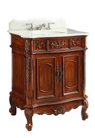 Chans Furniture Hf080w Tk Ellenton 31 Inch Brown Bathroom Sink Vanity White Marble Co White Marble Countertops Bathroom Furniture Kitchen Cabinets In Bathroom