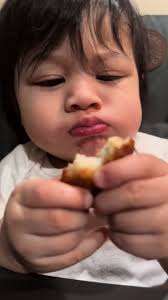 Enjoying his first chicken nugget 😝 #foryoupage #baby #eating