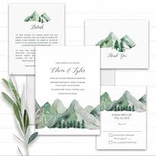 Mountain Wedding Invitation Watercolor Mountain Template Mountain Wedding Invitat Mountain Wedding Invitations Watercolor Invitations Tree Wedding Invitations