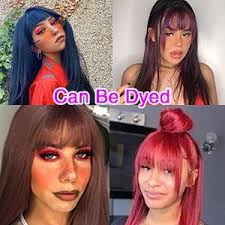 CONNIE Straight Brazilian Virgin Human Hair Wigs with Bangs