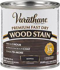 Bought it to stain tip of my table opened it and it was a blue, took newpapers dabbed it un and put ut in my table, wasnt the color of kona that was in my other table so took it back, read from another lady that it did same thing but started turnung brown but. Varathane 262029 Premium Fast Dry Wood Stain Half Pint Kona Amazon Com