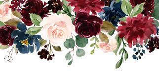 Burgundy Blue Watercolor Flowers Border Art Print By Junkydotcom X Small Watercolor Flower Background Watercolor Flowers Flower Background Wallpaper