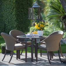 Inviting Outdoor Wicker Patio Dining Chair And Glass Top Table Set 4 Fabric Cushions Covers Dark Brown Patio Dining Chairs Glass Table Set Dining Table Chairs
