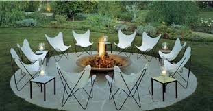 Butterfly Chairs Around A Fire Pit Outdoor Fire Pit Area Fire Pit Seating Outdoor Fire Pit