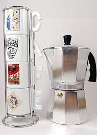 Imusa Classic Aluminum Stovetop Espresso Coffee Maker 6 Cup Bundled With Coffee Mugs Set With Chrome Rack Most Famous Cuba Coffee Coffee Store Espresso Coffee