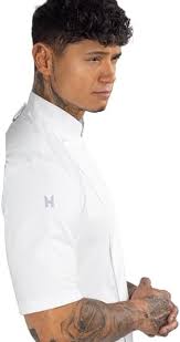 Amazon.com: Le Nouveau H Chef Coat Melvin Short Sleeve Double Snap with  Inside Pocket: Clothing, Shoes & Jewelry