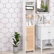 Ad posted 8 hours ago. Kleankin Organizer Bathroom Tall Storage Cabinet W Door Tower Cupboard Open Shelves Freestanding Furniture Overstock 31688253