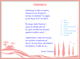 Me Encanta Escribir En Espanol Poem About The Months Of The Year Open Site To Listen To Poem Aula De Espanol Poemas Calendario