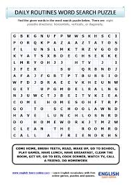 As long as you have a computer, you have access to hundreds of games for free. Daily Routines Vocabulary Word Search Puzzle In English