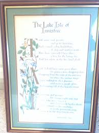 Framed Yates Poem The Lake Isle Of Innisfree Frame Innisfree Lake