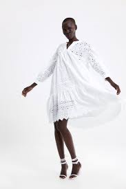 The denim trend celebrities are loving these days. Dress With Cutwork Embroidery Dresses Woman Zara Ireland Casual Day Dresses Dresses Embroidery Dress