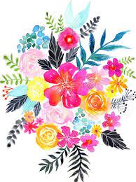 Pink Bouquet Folk Art Flowers Flower Art Floral Art