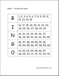 Bingo Cards Numbers 1 75 Check Sheet Abcteach