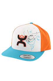 Hooey Teal White Orange Vice Flat Bill Snapback Cap Hooey Hats Hooey Western Hats