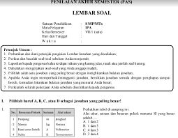 Check spelling or type a new query. Contoh Soal Uas Pas Ipa Kls 7 Smp Semester 1 Kurikulum 2013 Beserta Kunci Jawaban File Guru Now