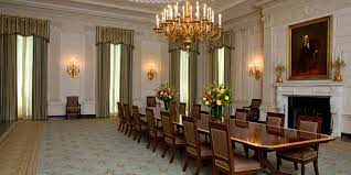 The state dining room in 1992, looking northeast (habs). Michelle Obama Revamps The White House State Dining Room