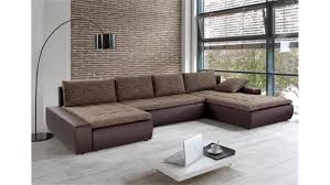 Wohnlandschaft Stoff Braun Sofa Couches Wohnlandschaften