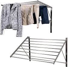 Features a top storage shelf and 10 towel hanger sticks. Amazon Com Brightmaison Clothes Laundry Drying Racks 2 Set Rack Heavy Dut Drying Rack Laundry Wall Mounted Clothes Drying Rack Folding Clothes Drying Rack
