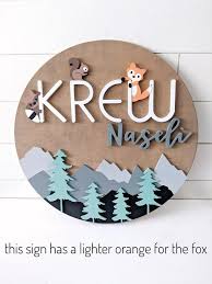 Peeking Animals Mountain Wood Name Sign 18 24 Etsy In 2021 Wood Name Sign Name Signs Nursery Signs