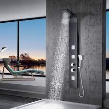 Velva Thermostatic Shower Panel With Hand Shower Black Finish Shower Panels Shower Accessories Dream Shower