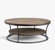 Oscarine lucite round mirrored coffee table. Bartlett Round Metal Amp Reclaimed Wood Coffee Table 42 5 L Pottery Barn Havenly