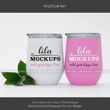 Download Mockup Photo Of Two 2 Wine Tumblers White And Pink Mock Up Photo Of A 12oz Wine Glass Tumbler Bev Tumbler Mock Wine Tumblers Wine Glass Stemless Wine Glass