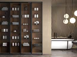 Bathroom freestanding adjustable shelf floor storage cabinet. Artelinea Passepartout Free Standing Column Bathroom Cabinet With Glass Doors
