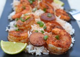 One Pot Cajun Shrimp Sausage Over Rice Is A Dinner You Can Have On Your Table In Under 20 Minutes With The Help Of V Cajun Shrimp Shrimp Sausage Spicy Dishes