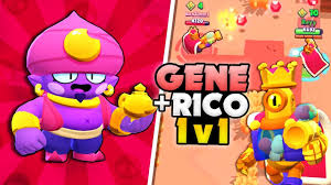 All new updated skins were added. Is New Brawler Gene S Mechanics Op New Rico Skin 1v1 Gameplay With Bentimm1 Brawl Stars Youtube