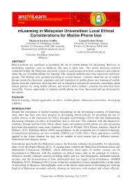 For malaysia, this would be +60. Pdf Mlearning In Malaysian Universities Local Ethical Considerations For Mobile Phone Use