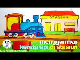 Kereta api merupakan salah satu sarana / alat transportasi yang menarik bagi anak. Cara Menggambar Kereta Api Di Stasiun Youtube