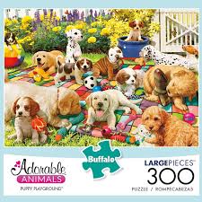 Adorable Animals Puppy Playground 300 Large Piece Jigsaw Puzzle Buffalo Games Iamapuzzler B Larger Piece Jigsaw Puzzles Puppy Playground Dog Jigsaw Puzzles