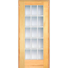 Mmi Door 32 In X 80 In Left Handed Unfinished Pine Wood Clear Glass 15 Lite Beveled Single Prehung Interior Door Z019962l Prehung Interior Doors French Doors Interior Glass French Doors