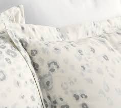 Elegant gold white leopard cheetah animal print. Snow Leopard Organic Percale Duvet Cover Shams Pottery Barn