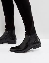 He wears wyatts and jodhpurs. Asos Design Chelsea Boots In Black Faux Leather With Zips Asos