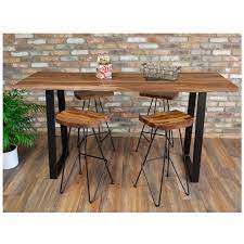 With its compact, rustic style, this versatile table serves plenty of uses without being bulky. Industrial Rustic Breakfast Bar Dining Table