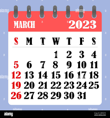 Calendrier De Mars 2023 à Mars 2023 Calendrier Des Lettres Pour Mars 2023. La Semaine Commence Le Dimanche.  Concept Du Temps, De La Planification Et De La Planification. Conception  Plate. Calendrier Amovible Pour Le Mois. Vecteur Image Vectorielle Stock -