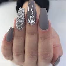 Find this pin and more on hair, makeup, nails by april chandler. Gray And Glitter Acrylic Nail Art Design Nails Naildesigns Acrylicnailsstick Acrylic Acrylicnailsstick Nail Jewels Acrylic Nails Stiletto Nail Designs